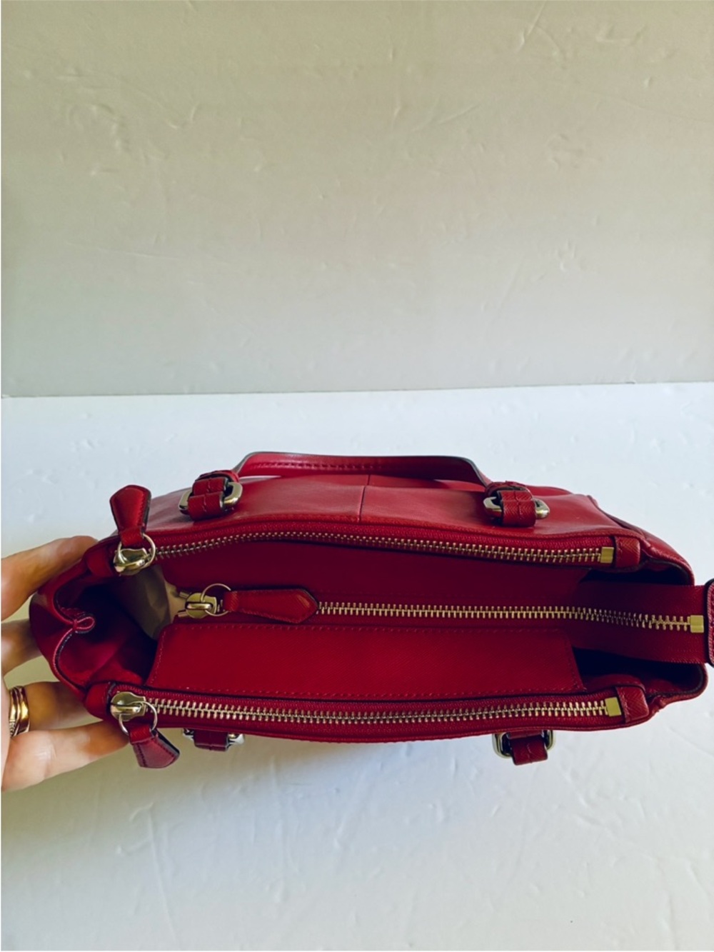 Coach Deep Red Cross Grain Leather Satchel with Strap EUC!! - Picture 10 of 14